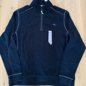 Tommy Bahama navy quarter zip sweater. Size L. NWT